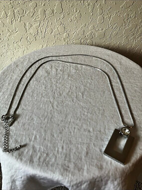 White House Black Market: Silver Tone Geometric Pendant Necklace